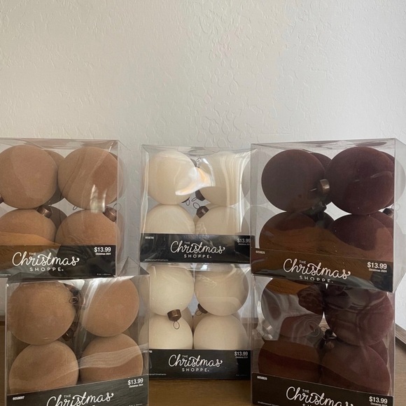 Flocked Velvet Ornaments Light Brown/Dark Brown/Cream 80mm, 3” - Hobby Lobby - Picture 2 of 2